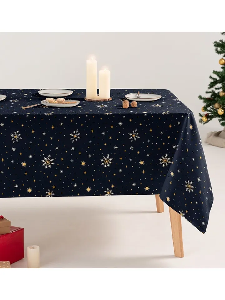 GAMUSI Küchentextilien<Tischdecke "Snerry" in Dunkelblau/ Gold