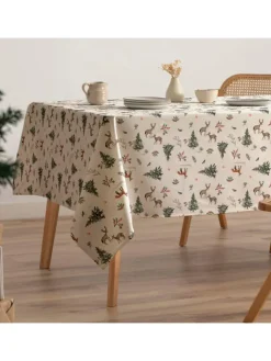 GAMUSI Küchentextilien<Tischdecke ''Snowpine'' in Beige/ Grün