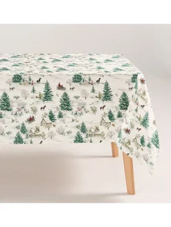 GAMUSI Küchentextilien<Tischdecke "Yulvin" in Weiß/ Grün/ Hellbraun