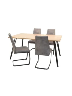 möbel-direkt Möbel-Sets<Tischgruppe- 5teilig Cora in grau/Platte Artisan-Eiche-Nachbildung