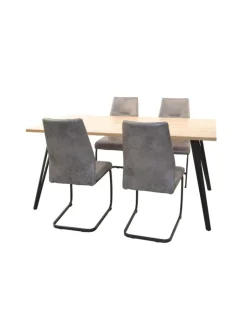 möbel-direkt Möbel-Sets<Tischgruppe- 5teilig Cora in grau/Platte Artisan-Eiche-Nachbildung