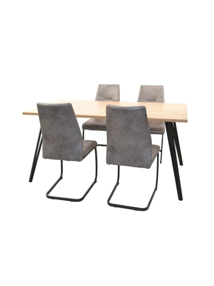 möbel-direkt Möbel-Sets<Tischgruppe- 5teilig Cora in grau/Platte Artisan-Eiche-Nachbildung