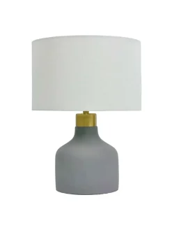 relaxdays Tischleuchten<Tischlampe in Grau/ Weiß - (H)35 x Ø 25 cm