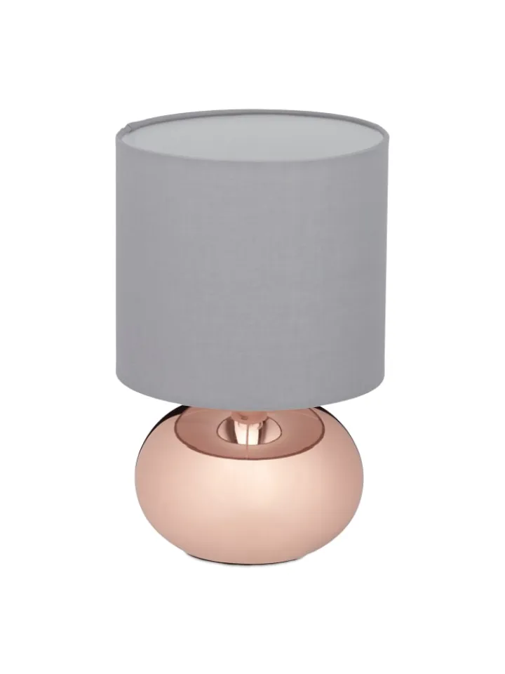 relaxdays Tischleuchten<Tischlampe in Kupfer/ Grau - (H)28 x Ø 18 cm