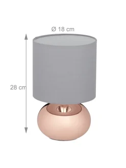 relaxdays Tischleuchten<Tischlampe in Kupfer/ Grau - (H)28 x Ø 18 cm