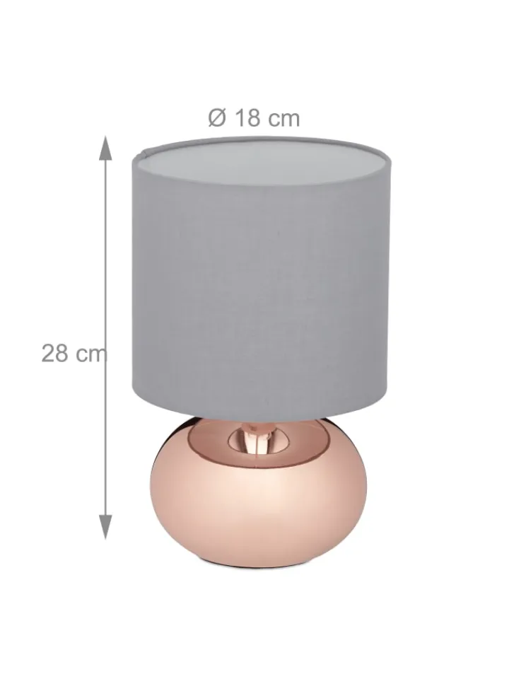 relaxdays Tischleuchten<Tischlampe in Kupfer/ Grau - (H)28 x Ø 18 cm