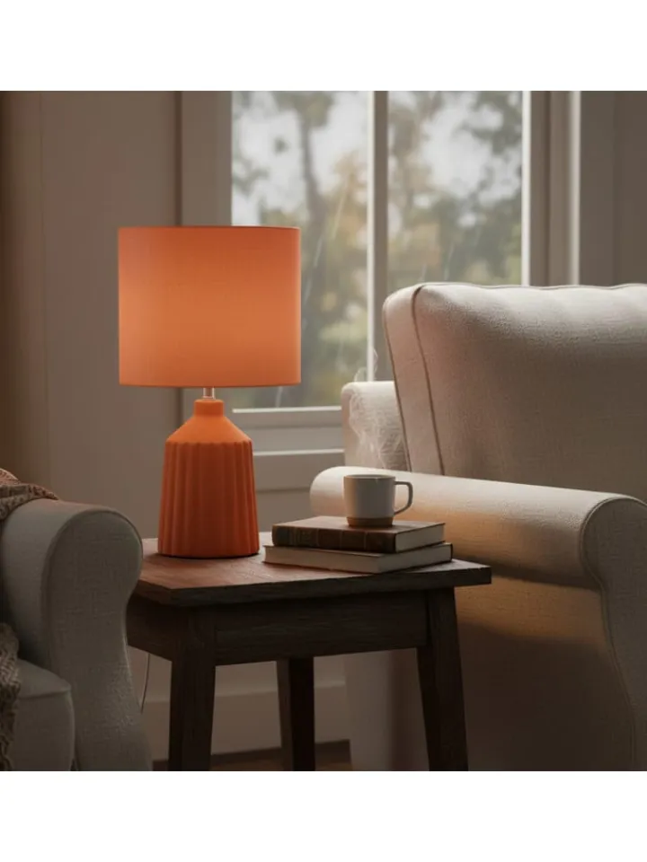 relaxdays Tischleuchten<Tischlampe in Terracotta - (H)42 x Ø 23 cm
