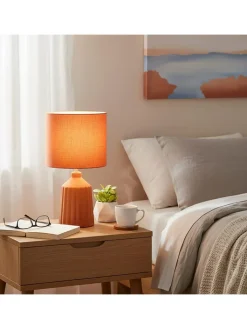 relaxdays Tischleuchten<Tischlampe in Terracotta - (H)42 x Ø 23 cm