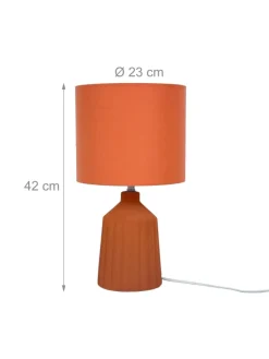 relaxdays Tischleuchten<Tischlampe in Terracotta - (H)42 x Ø 23 cm