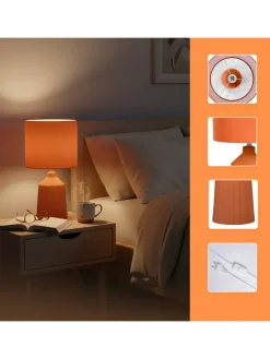 relaxdays Tischleuchten<Tischlampe in Terracotta - (H)42 x Ø 23 cm