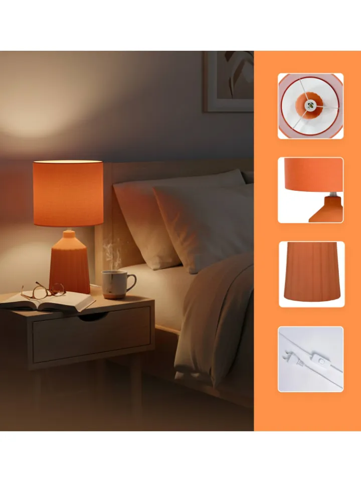 relaxdays Tischleuchten<Tischlampe in Terracotta - (H)42 x Ø 23 cm