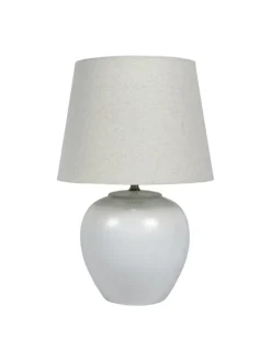 relaxdays Tischleuchten<Tischlampe in Weiß/ Creme - (H)45 x Ø 30 cm