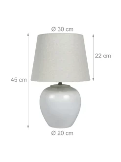 relaxdays Tischleuchten<Tischlampe in Weiß/ Creme - (H)45 x Ø 30 cm