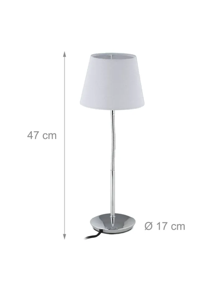 relaxdays Tischleuchten<Tischlampe in Weiß/ Silber - (H)47 x Ø 17 cm