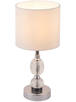 Globo lighting Tischleuchten<Tischleuchte "Bronn" in Silber/ Weiß - (H)47 x Ø 21 cm