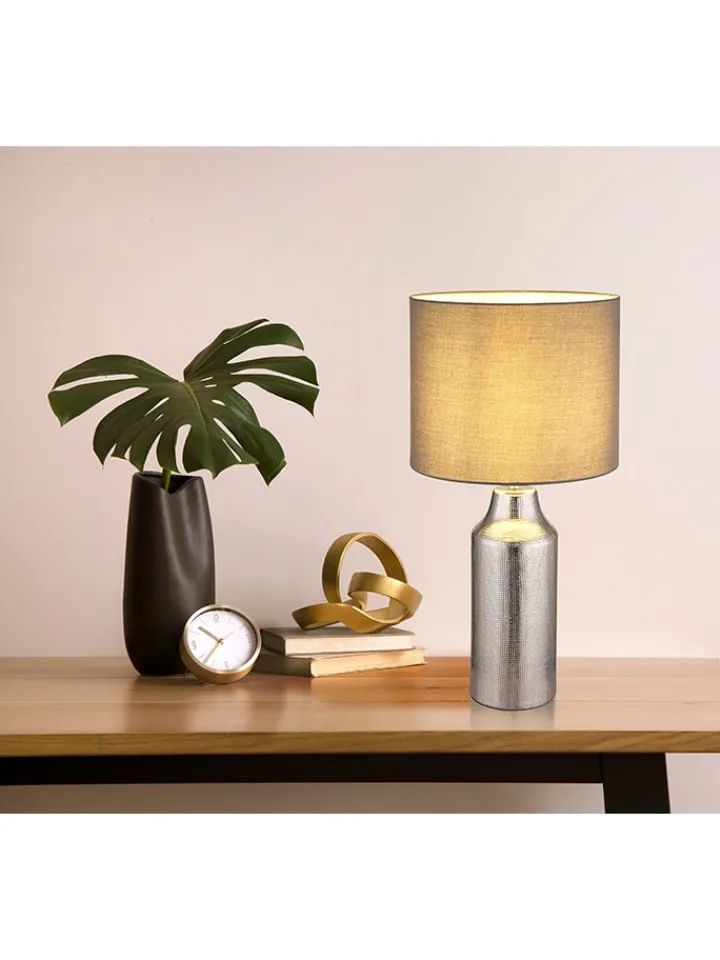 Globo lighting Tischleuchten<Tischleuchte "Elden" in Silber/ Grau - (H)61 x Ø 30,5 cm