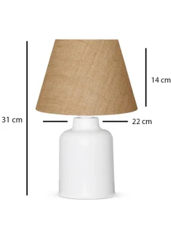 ABERTO DESIGN Tischleuchten<Tischleuchte in Hellbraun/ Weiß - (H)31 x Ø 22 cm