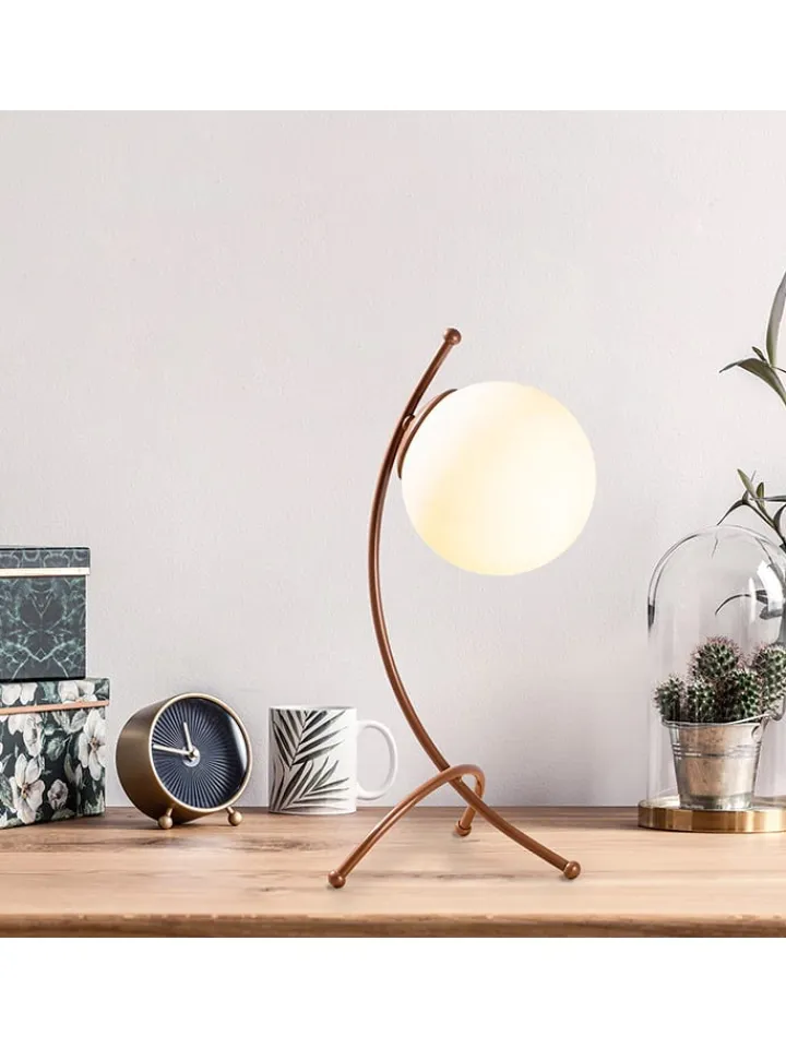 ABERTO DESIGN Tischleuchten<Tischleuchte in Weiß/ Hellbraun - (B)23 x (H)43 cm