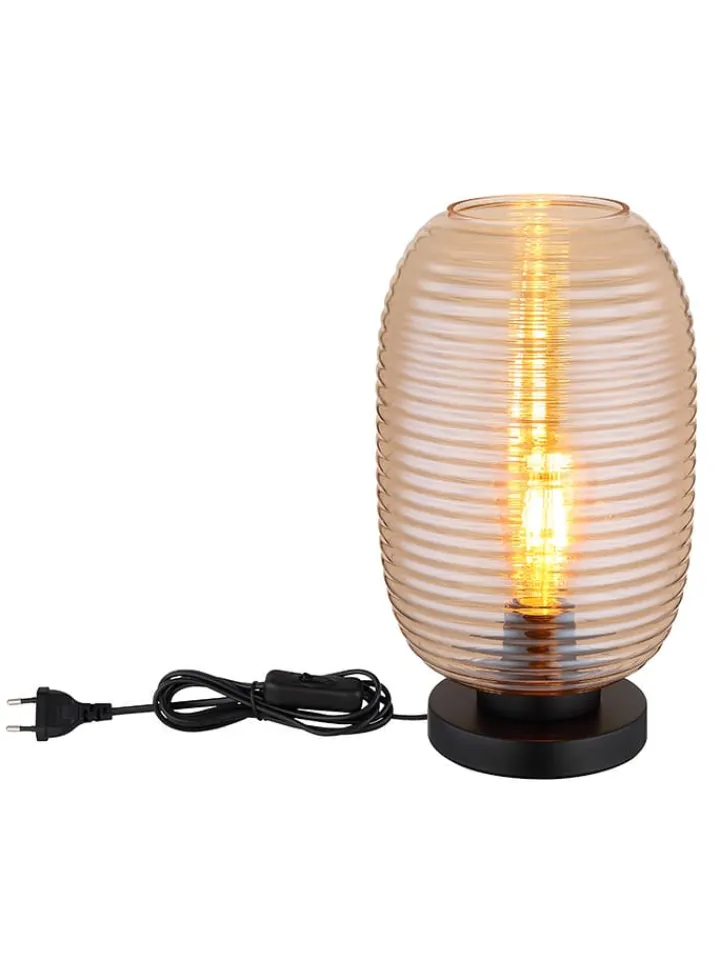 Globo lighting Tischleuchten<Tischleuchte "Jefrey" in Schwarz/ Beige - (H)34,5 x Ø 20 cm