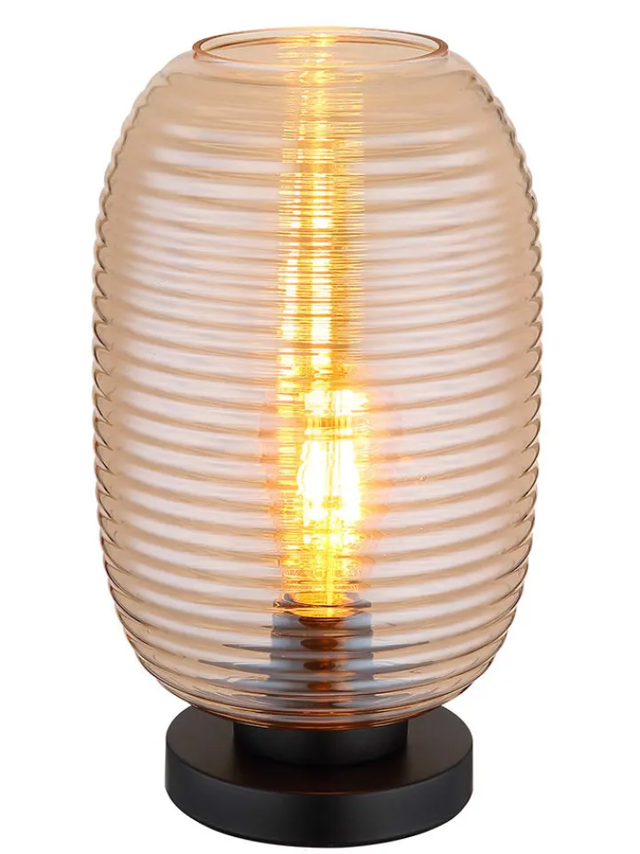 Globo lighting Tischleuchten<Tischleuchte "Jefrey" in Schwarz/ Beige - (H)34,5 x Ø 20 cm