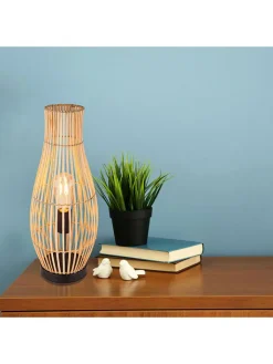 Globo lighting Tischleuchten<Tischleuchte "Laglio" in Hellbraun/ Schwarz - (H)47,5 x Ø 19,5 cm