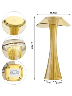 ZMH Tischleuchten<Tischleuchte LED in gold USB Wiederaufladbar Touch Dimmbar
