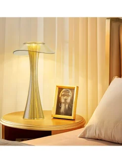 ZMH Tischleuchten<Tischleuchte LED in gold USB Wiederaufladbar Touch Dimmbar