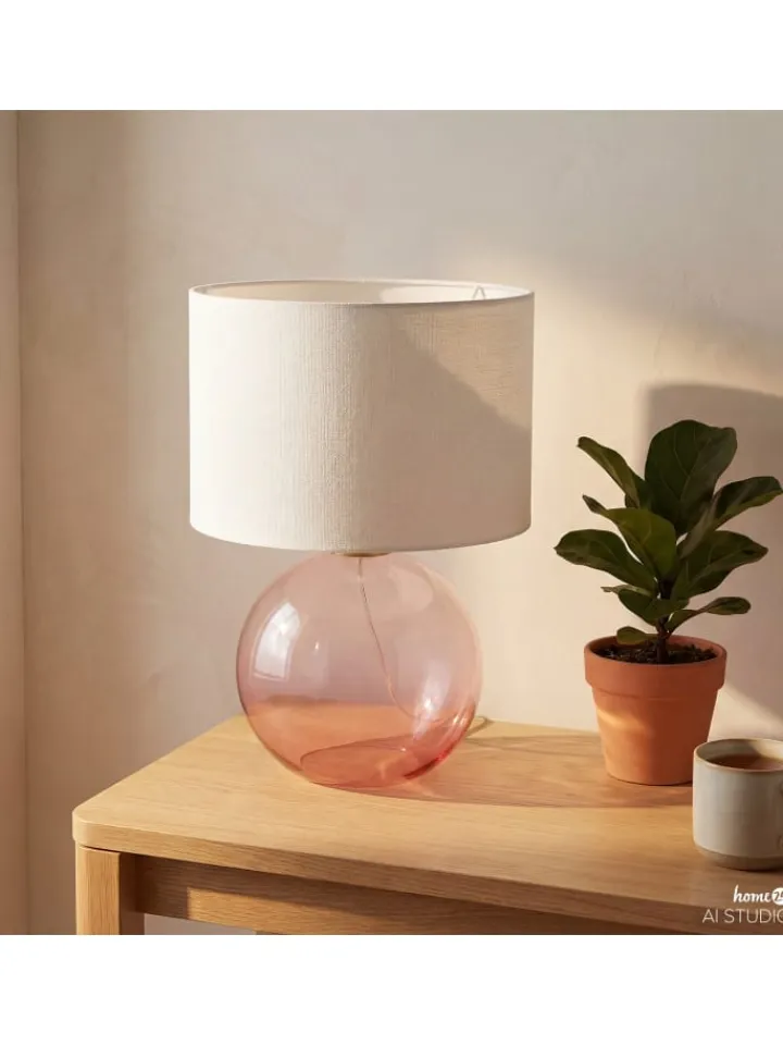 home24 Tischleuchten<Tischleuchte LUMENZA in Pink / Weiß