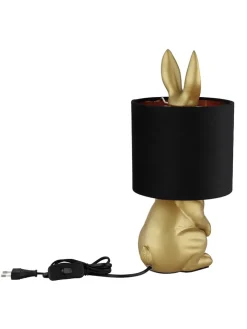 Globo lighting Tischleuchten<Tischleuchte "Rabbit" in Schwarz/ Gold - (H)41 x Ø 18 cm