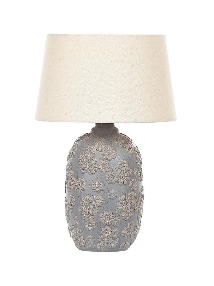 Beliani Stehleuchten<Tischleuchten FERREY in Grau/Beige - (W) 30 x (H) 46 x (L) 30 cm