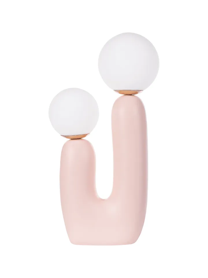 Beliani Stehleuchten<Tischleuchten TULUN in Rosa/Weiß - (W) 25 x (H) 40 x (L) 25 cm
