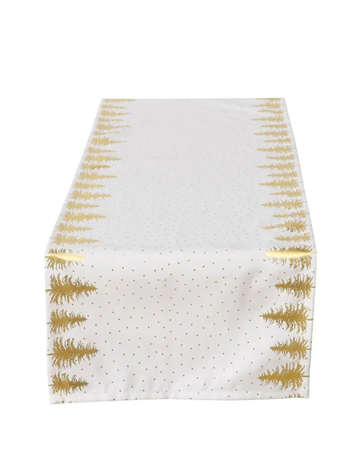 Boltze Tisch- & Küchentextilien<Tischläufer "Platina" in Weiß/ Gold - (L)140 x (B)40 cm