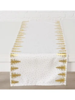 Boltze Tisch- & Küchentextilien<Tischläufer "Platina" in Weiß/ Gold - (L)140 x (B)40 cm