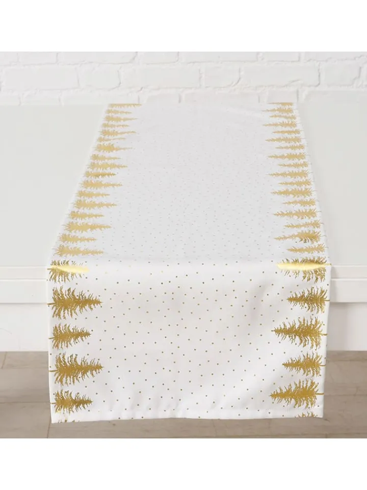 Boltze Tisch- & Küchentextilien<Tischläufer "Platina" in Weiß/ Gold - (L)140 x (B)40 cm