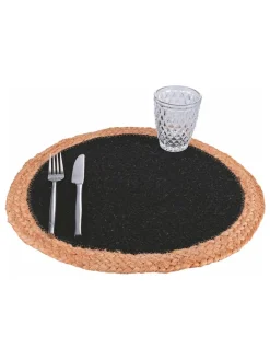 Villa d´Este Küchentextilien<Tischset in Schwarz - Ø 38 cm