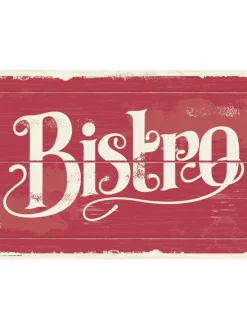 cover-your-desk.de Tisch- & Küchentextilien<Tischsets I Platzsets abwaschbar - Bistro Schriftzug Retro - aus erstklassigem Vinyl (Kunststoff Ð BPA-frei) - 4 Stück - 44 x 32 cm - rutschfeste Tischdekoration