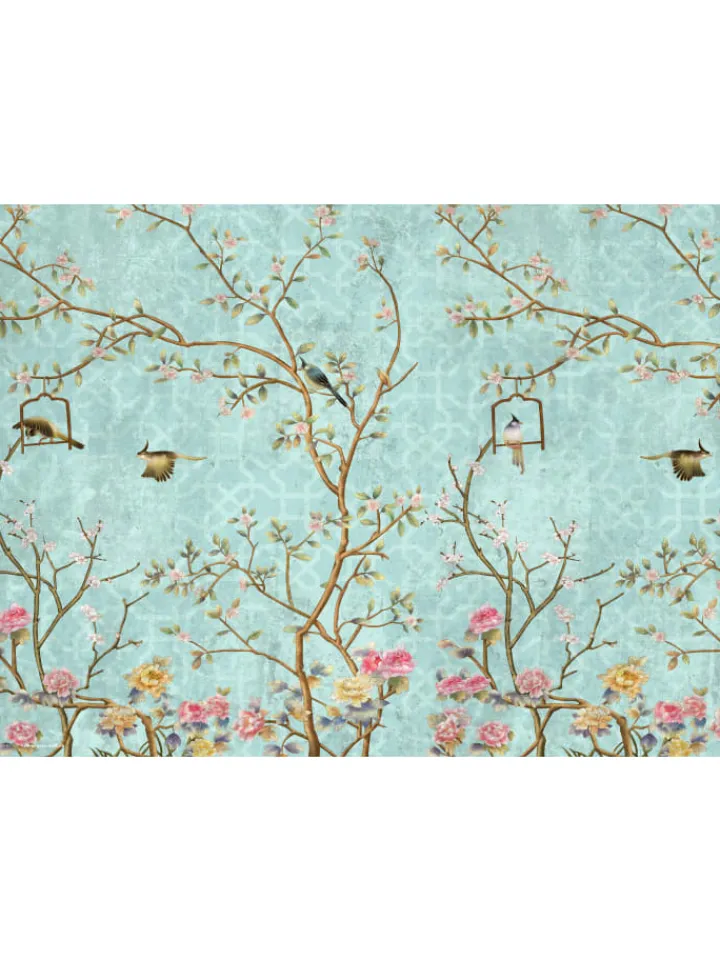 cover-your-desk.de Tisch- & Küchentextilien<Tischsets I Platzsets abwaschbar - Florales Vintage Motiv mit Vägeln - aus erstklassigem Vinyl (Kunststoff Ð BPA-frei) - 4 Stück - 44 x 32 cm - rutschfeste Tischdekoration