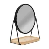 Homla Spiegel<Tischspiegel "Padma" in Schwarz/ Natur - (B)15,4 x (H)15,4 x (T)1,4 cm