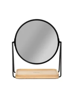 Homla Spiegel<Tischspiegel "Padma" in Schwarz/ Natur - (B)15,4 x (H)15,4 x (T)1,4 cm