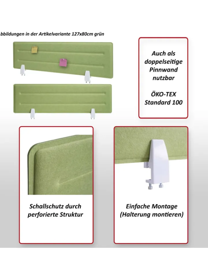 MCW Paravents<Tischtrennwand G76, 100x30cm grau