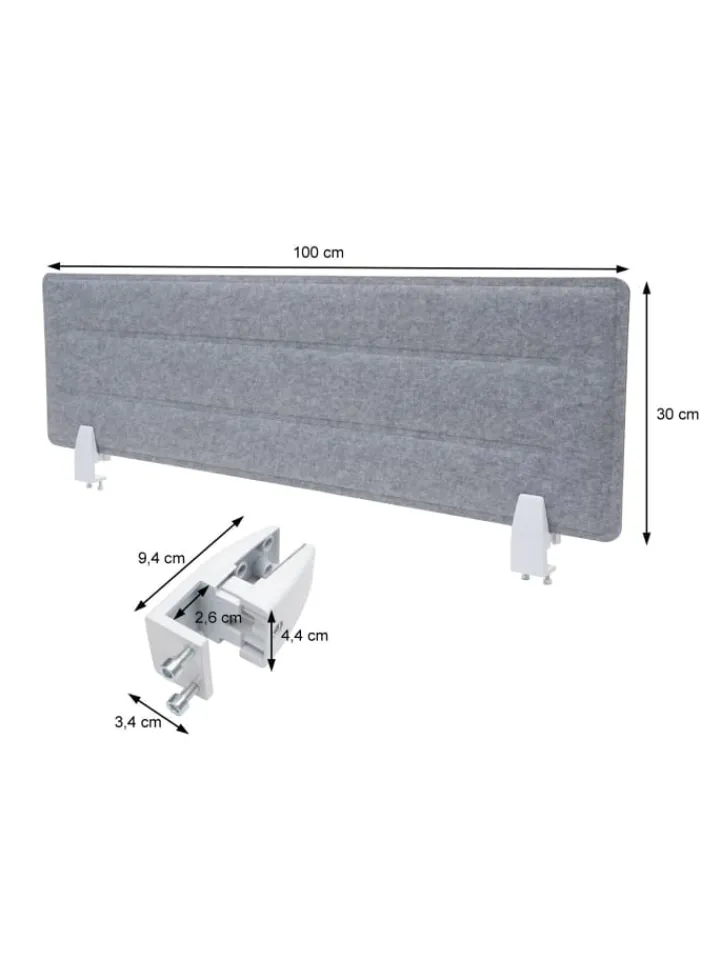 MCW Paravents<Tischtrennwand G76, 100x30cm schwarz