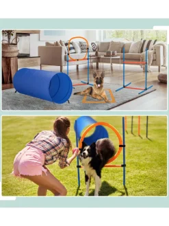 relaxdays Hunde<76-tlg. Agility Set in Blau/ Orange