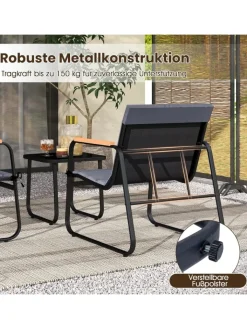 COSTWAY Gartenmöbel<3-tlg. Balkonmöbel Set in Grau
