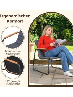 COSTWAY Gartenmöbel<3-tlg. Balkonmöbel Set in Grau