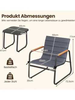 COSTWAY Gartenmöbel<3-tlg. Balkonmöbel Set in Grau