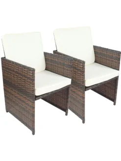 VCM Gartenmöbel<3-tlg Balkonset Gartenmöbel Set Rattan Raloso in Braun