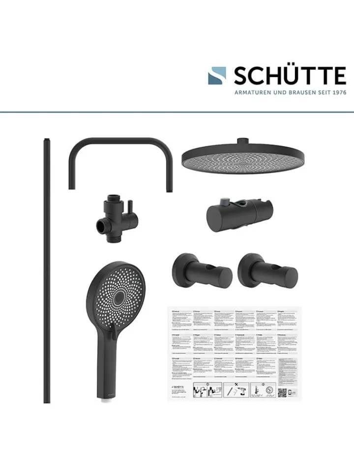 Schütte Badarmaturen<6tlg. Überkopfbrause-Set ''Valencia'' in Schwarz