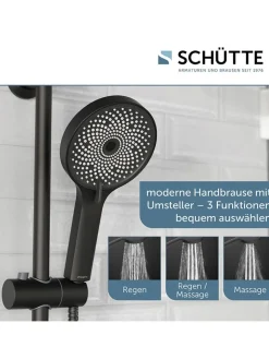 Schütte Badarmaturen<6tlg. Überkopfbrause-Set ''Valencia'' in Schwarz