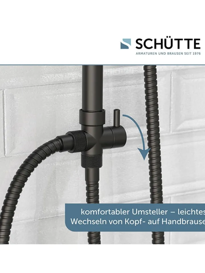 Schütte Badarmaturen<6tlg. Überkopfbrause-Set ''Valencia'' in Schwarz