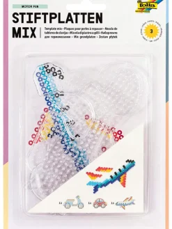 folia PAPER Kreativbedarf & Do-It-Yourself<3tlg. Bügelperlen-Stiftplatten-Set "motor Fun" in Transparent